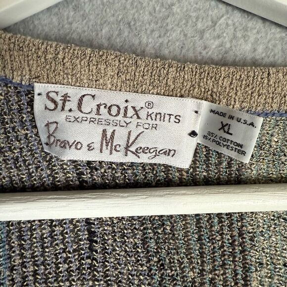 Vtg St Croix Knits Wool Cotton Sweater Men XL Coogi Style Grandpa Cosby - Picture 2 of 6